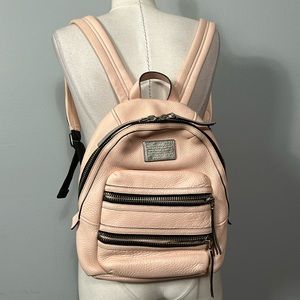 Pink grained leather Marc Jacobs mini crossbody bag with silver-tone hardware